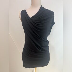 Helmut Lang Asymmetrical Draped Blouse in Black